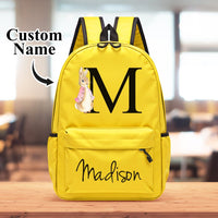 Personalized Name Initial Backpack with Rabbit Design Girls Boys Kids School Bag Back to School Gifts - Coolpeacock