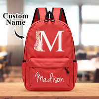 Personalized Name Initial Backpack with Rabbit Design Girls Boys Kids School Bag Back to School Gifts - Coolpeacock