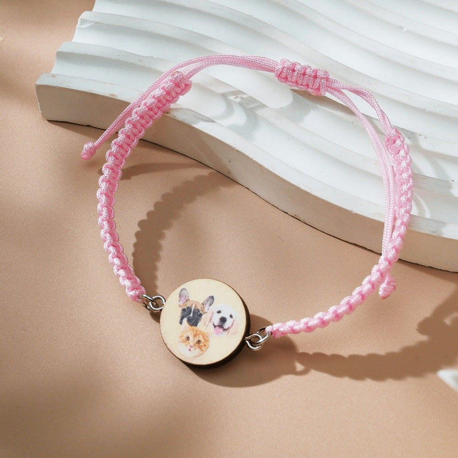 Personalized Pet Portrait Adjustable Braided Bracelet Birthday Gift for Pet Lover - Coolpeacock