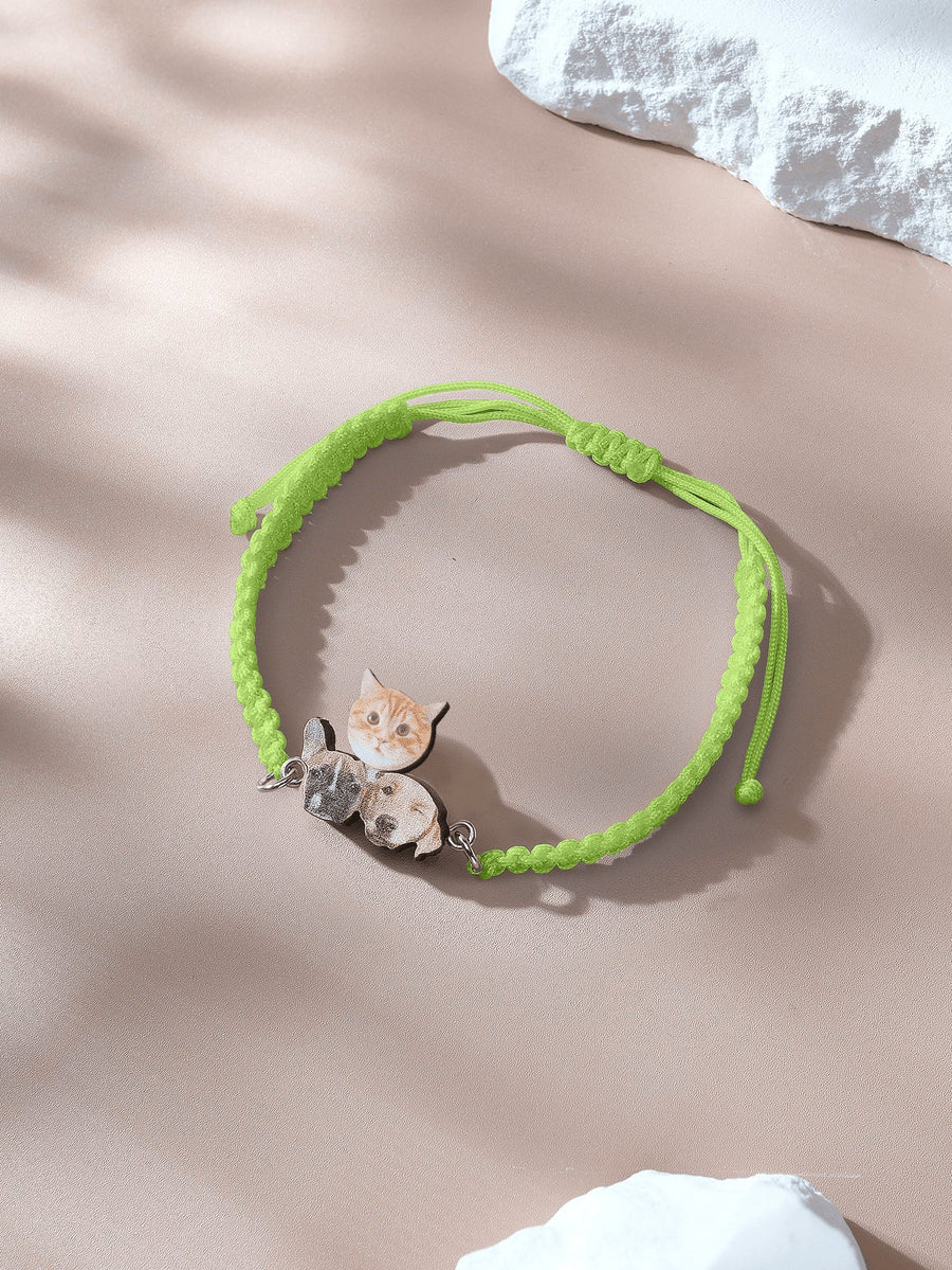 Personalized Pet Portrait Adjustable Braided Bracelet Birthday Gift for Pet Lover - Coolpeacock