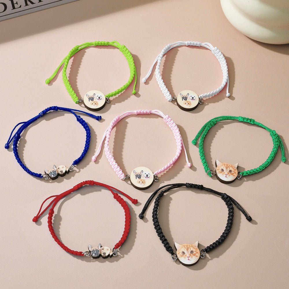 Personalized Pet Portrait Adjustable Braided Bracelet Birthday Gift for Pet Lover - Coolpeacock