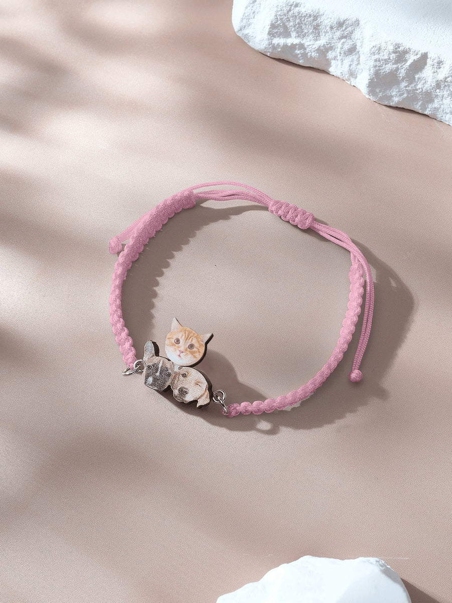 Personalized Pet Portrait Adjustable Braided Bracelet Birthday Gift for Pet Lover - Coolpeacock