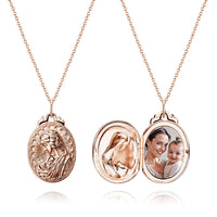 Personalized Photo Necklace Embossed Cubic Locket Necklace Birthday Gift for Mom - Coolpeacock