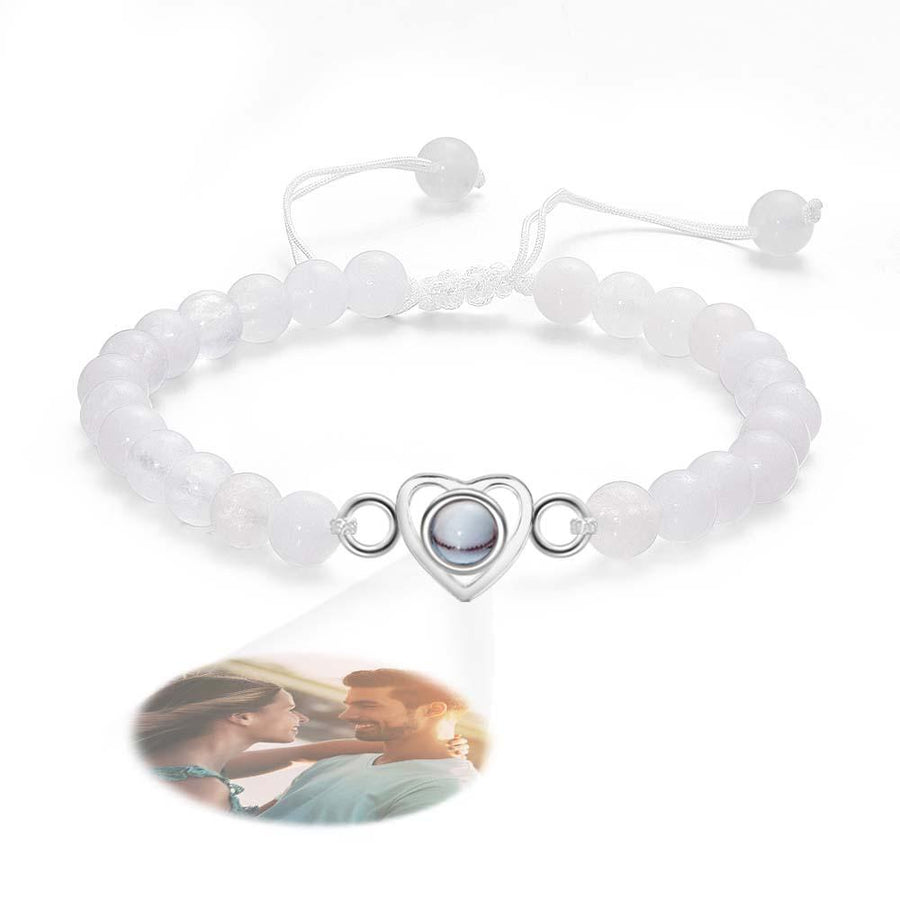 Personalized Photo Projection Beads Bracelet Heart - Shaped Bracelet Beautiful Gift For Her - Coolpeacock
