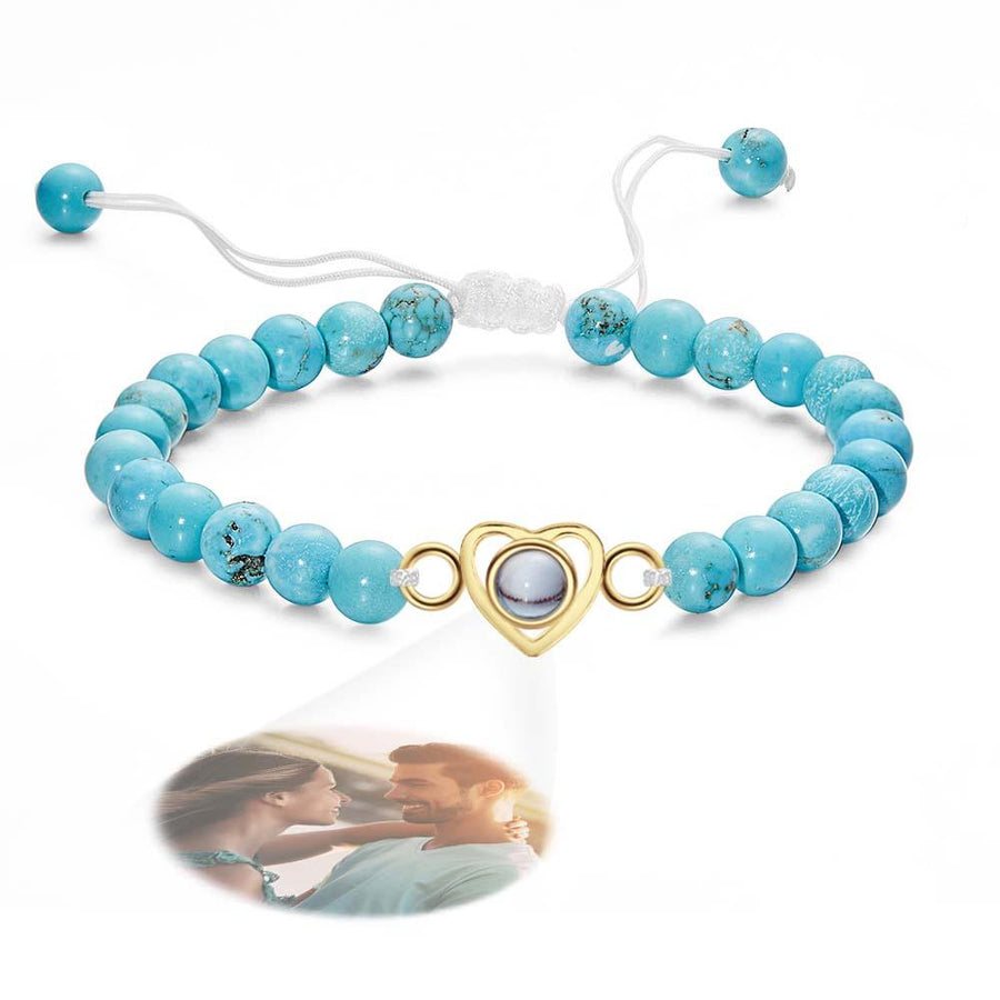 Personalized Photo Projection Beads Bracelet Heart - Shaped Bracelet Beautiful Gift For Her - Coolpeacock