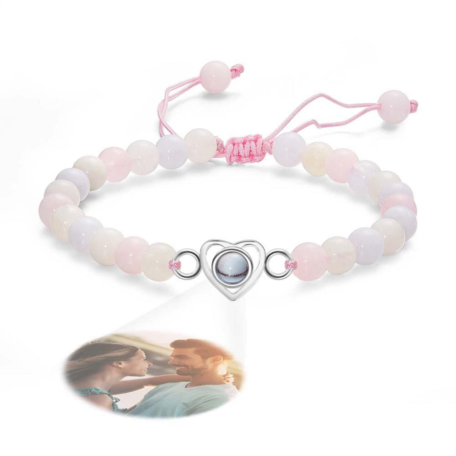 Personalized Photo Projection Beads Bracelet Heart - Shaped Bracelet Beautiful Gift For Her - Coolpeacock