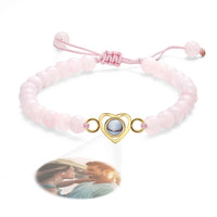 Personalized Photo Projection Beads Bracelet Heart - Shaped Bracelet Beautiful Gift For Her - Coolpeacock