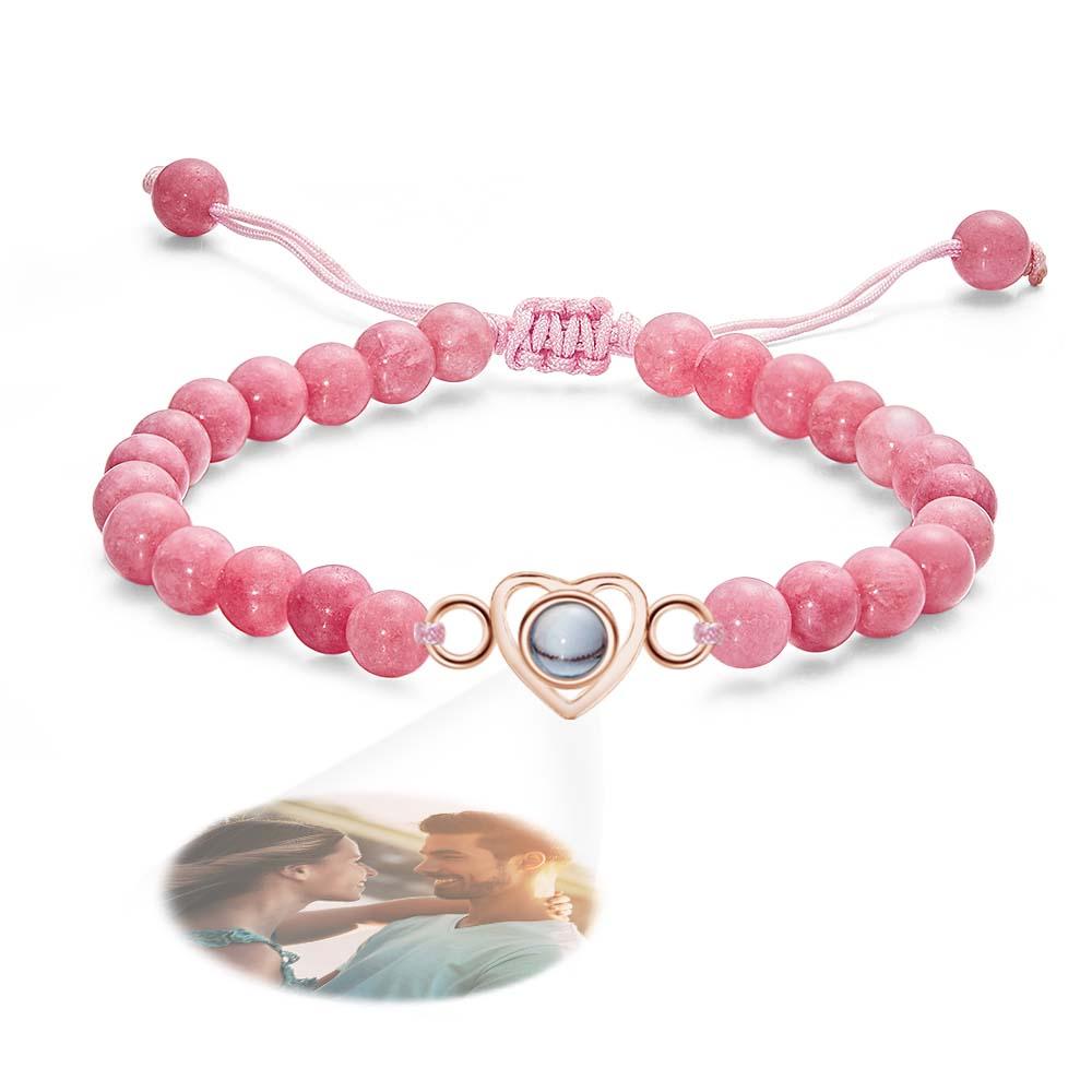 Personalized Photo Projection Beads Bracelet Heart - Shaped Bracelet Beautiful Gift For Her - Coolpeacock