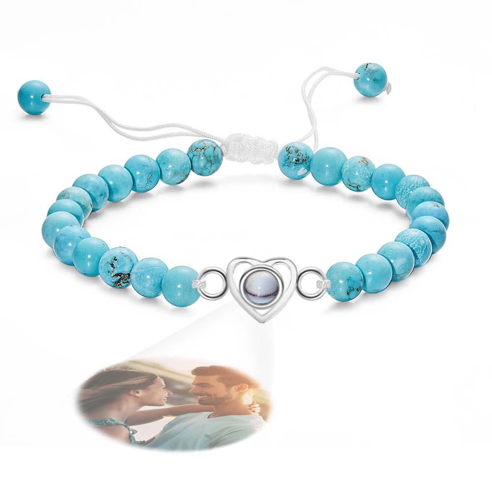 Personalized Photo Projection Beads Bracelet Heart - Shaped Bracelet Beautiful Gift For Her - Coolpeacock
