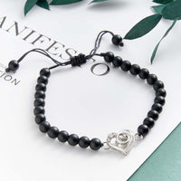 Personalized Photo Projection Beads Bracelet Heart - Shaped With Rhinestones Special Gift For Her - Coolpeacock
