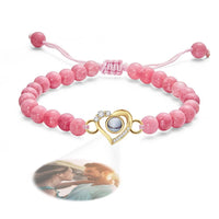 Personalized Photo Projection Beads Bracelet Heart - Shaped With Rhinestones Special Gift For Her - Coolpeacock