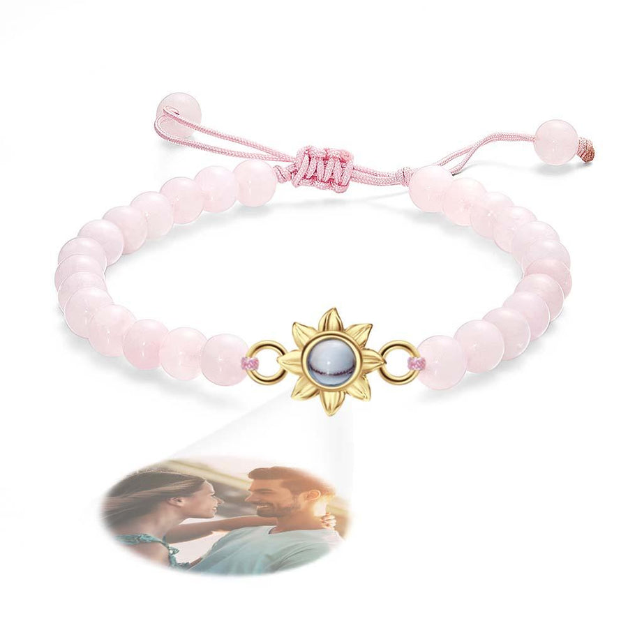 Personalized Photo Projection Beads Bracelet With Sunflower Creative Gift For Her - Coolpeacock