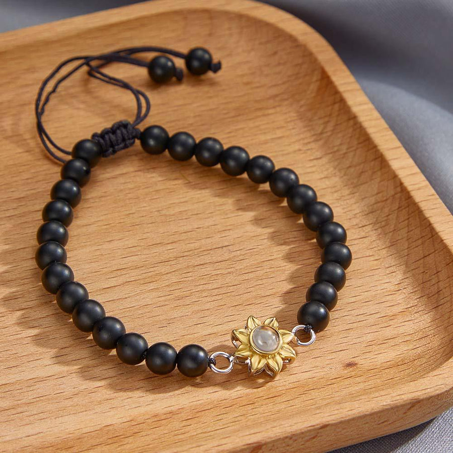 Personalized Photo Projection Beads Bracelet With Sunflower Creative Gift For Her - Coolpeacock
