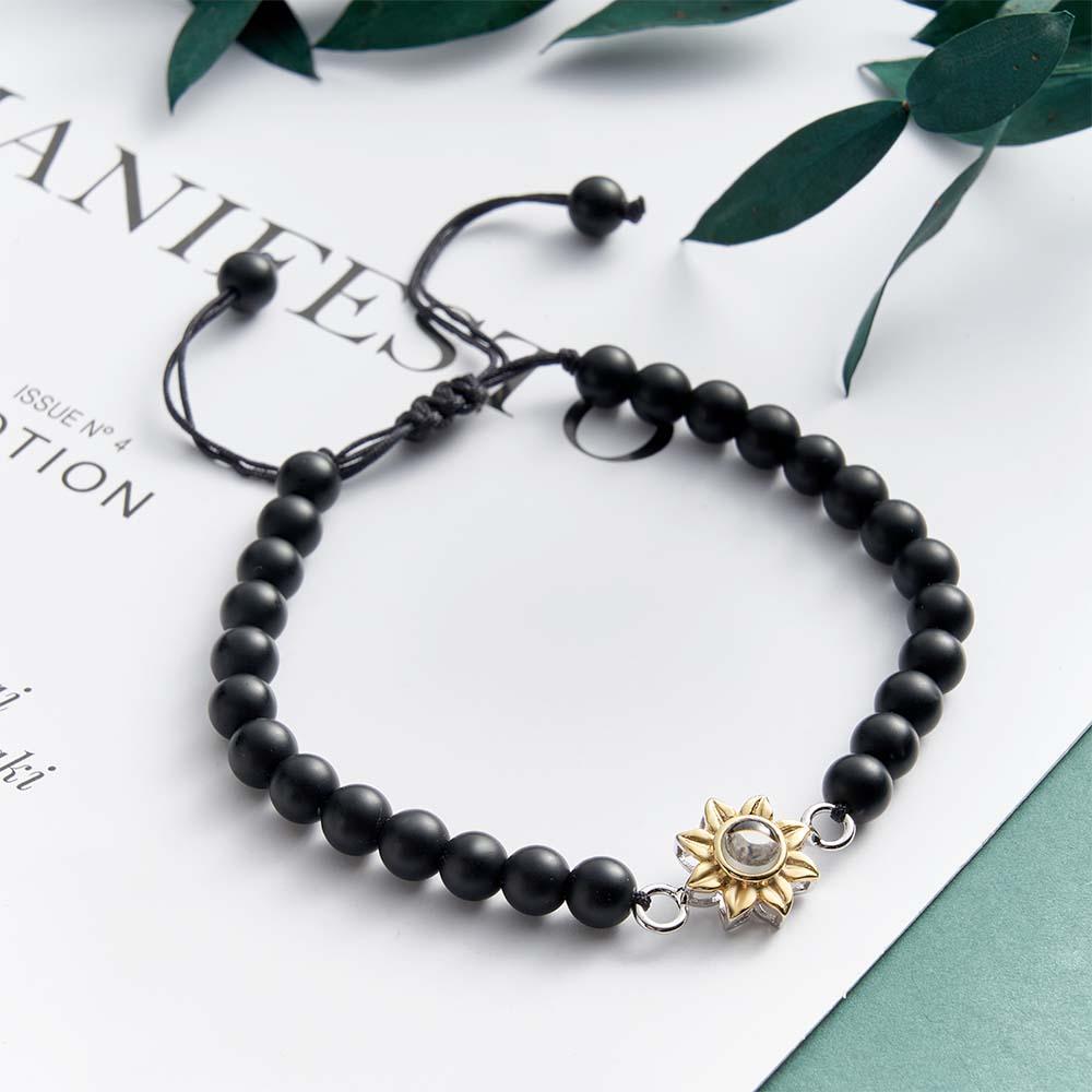 Personalized Photo Projection Beads Bracelet With Sunflower Creative Gift For Her - Coolpeacock