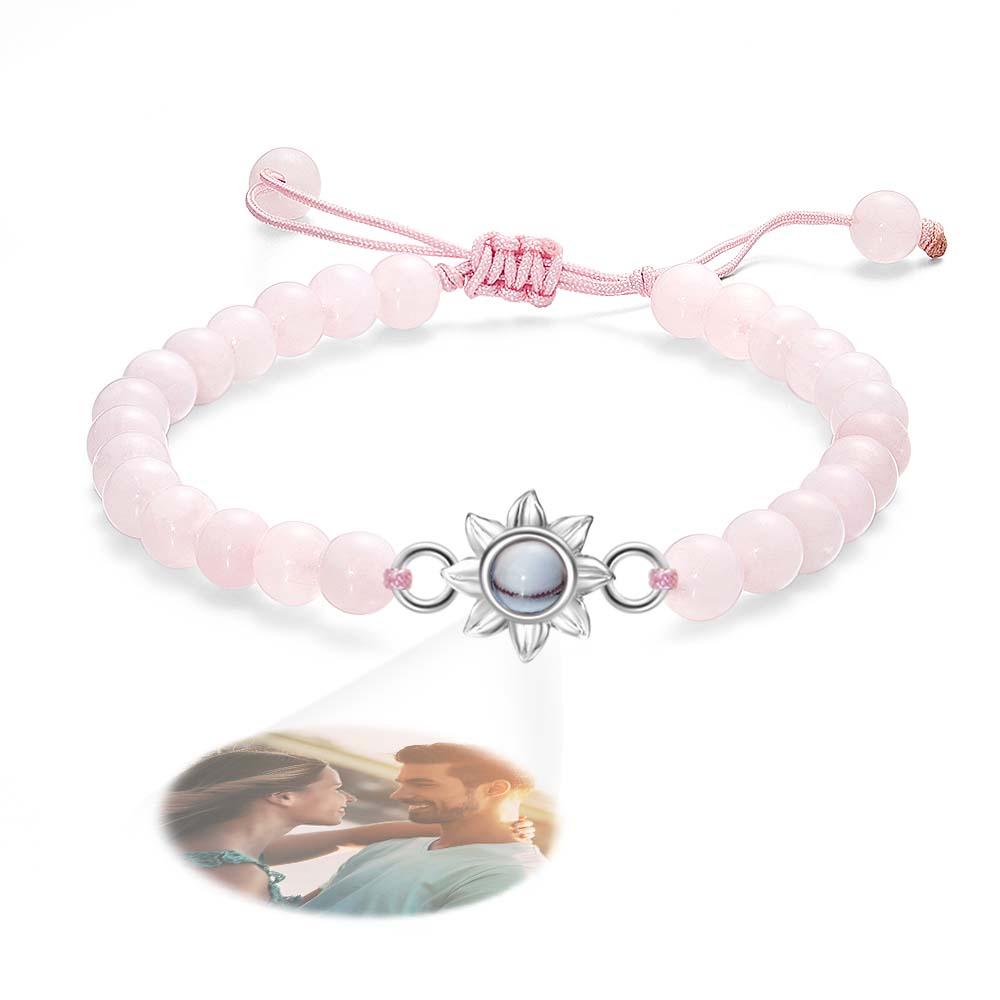 Personalized Photo Projection Beads Bracelet With Sunflower Creative Gift For Her - Coolpeacock
