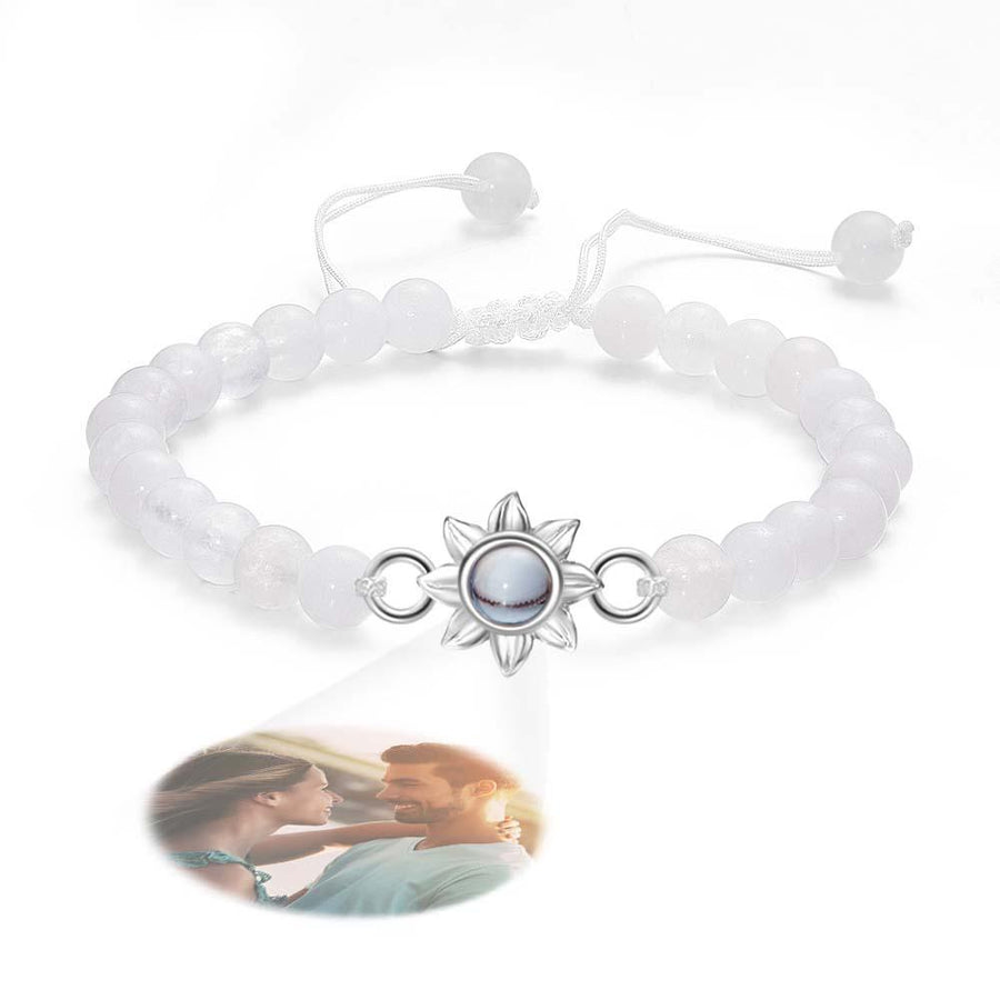 Personalized Photo Projection Beads Bracelet With Sunflower Creative Gift For Her - Coolpeacock
