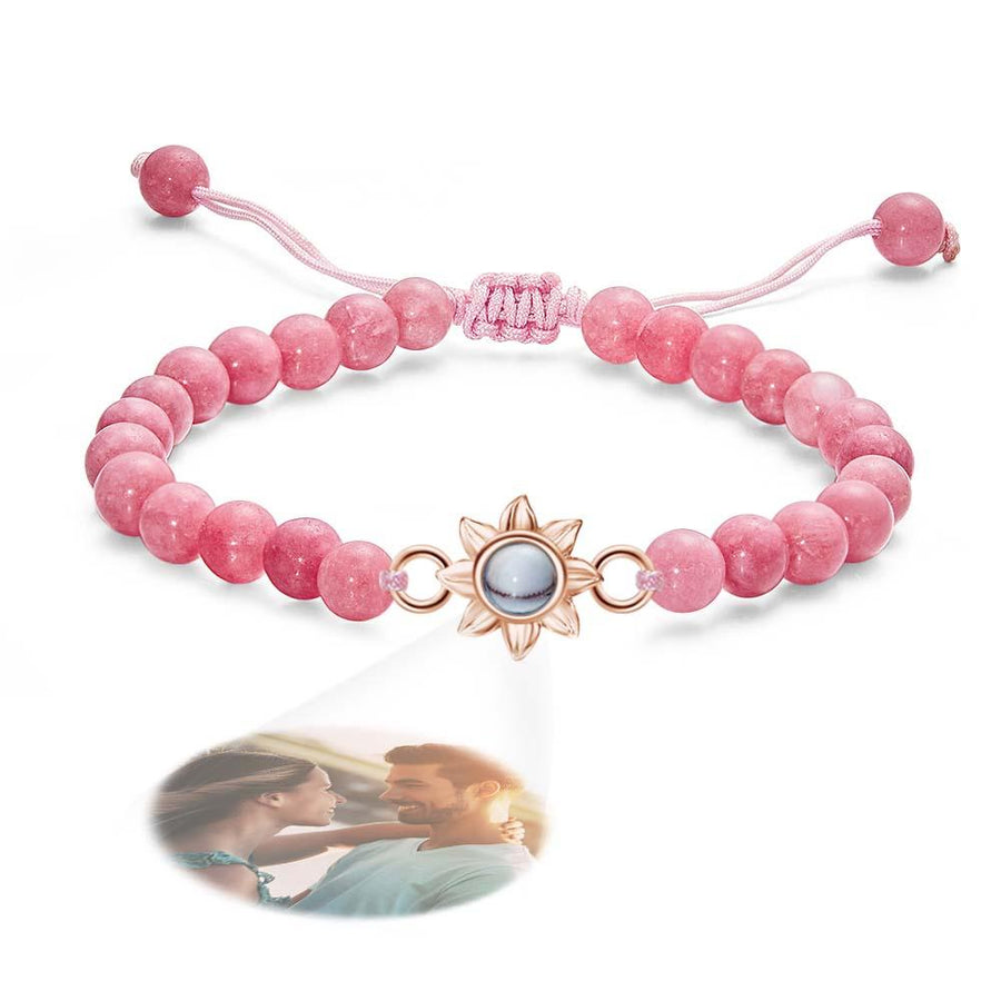 Personalized Photo Projection Beads Bracelet With Sunflower Creative Gift For Her - Coolpeacock