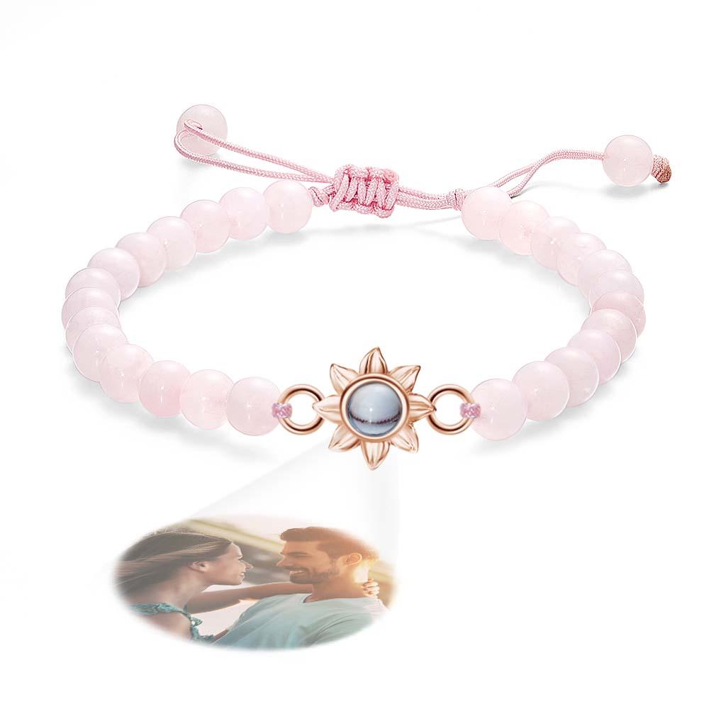 Personalized Photo Projection Beads Bracelet With Sunflower Creative Gift For Her - Coolpeacock
