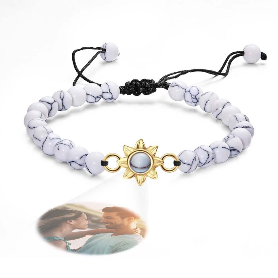 Personalized Photo Projection Beads Bracelet With Sunflower Creative Gift For Her - Coolpeacock