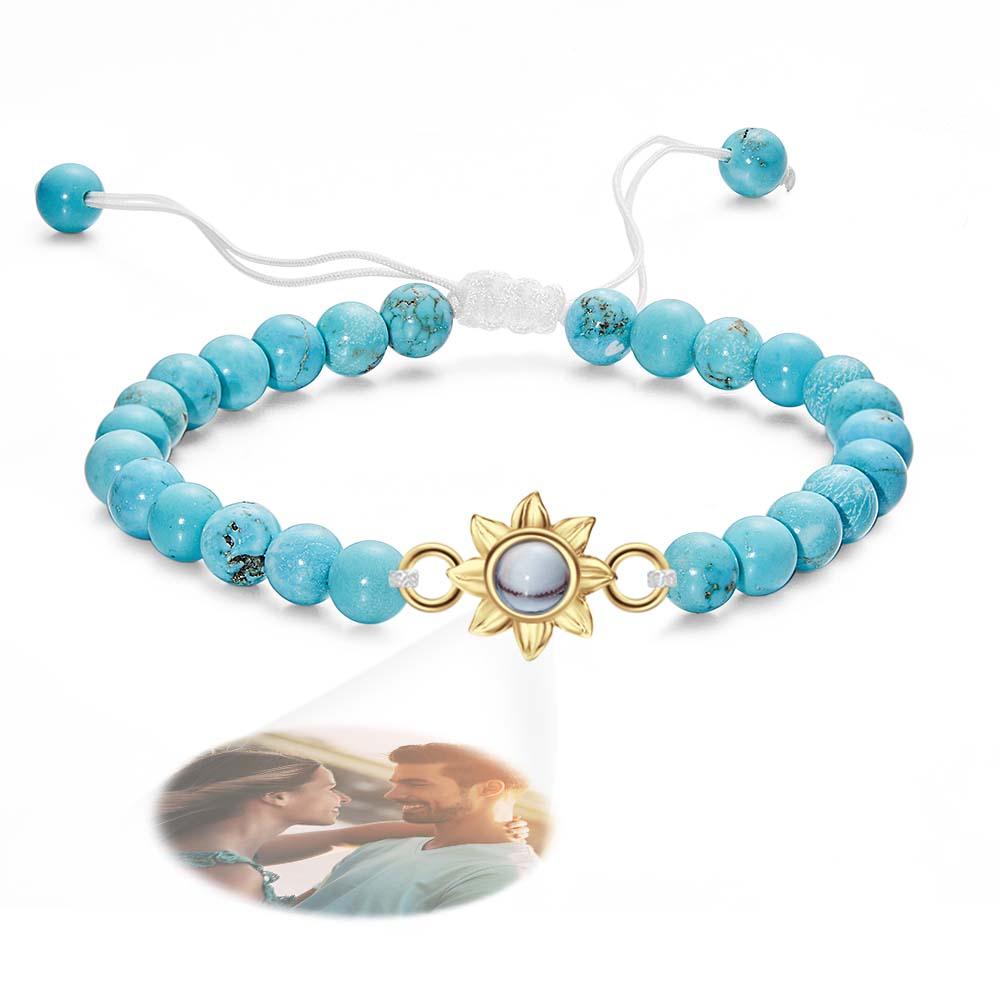 Personalized Photo Projection Beads Bracelet With Sunflower Creative Gift For Her - Coolpeacock