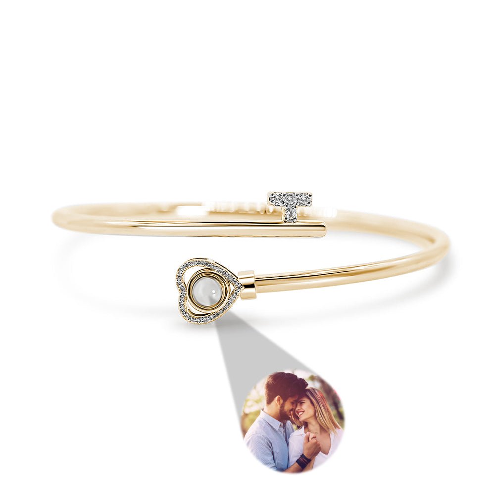Personalized Photo Projection Bracelet Heart Adjustment Bracelet Gift for Her - Coolpeacock