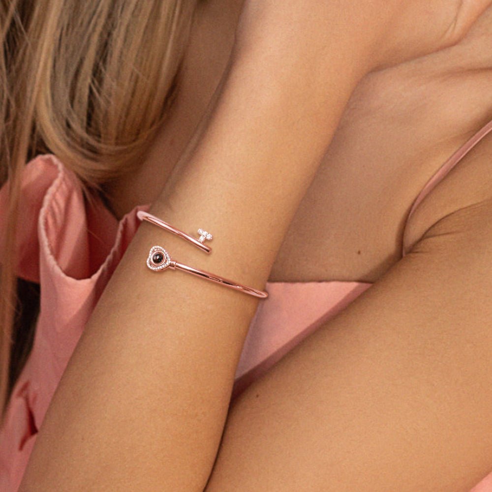 Personalized Photo Projection Bracelet Heart Adjustment Bracelet Gift for Her - Coolpeacock