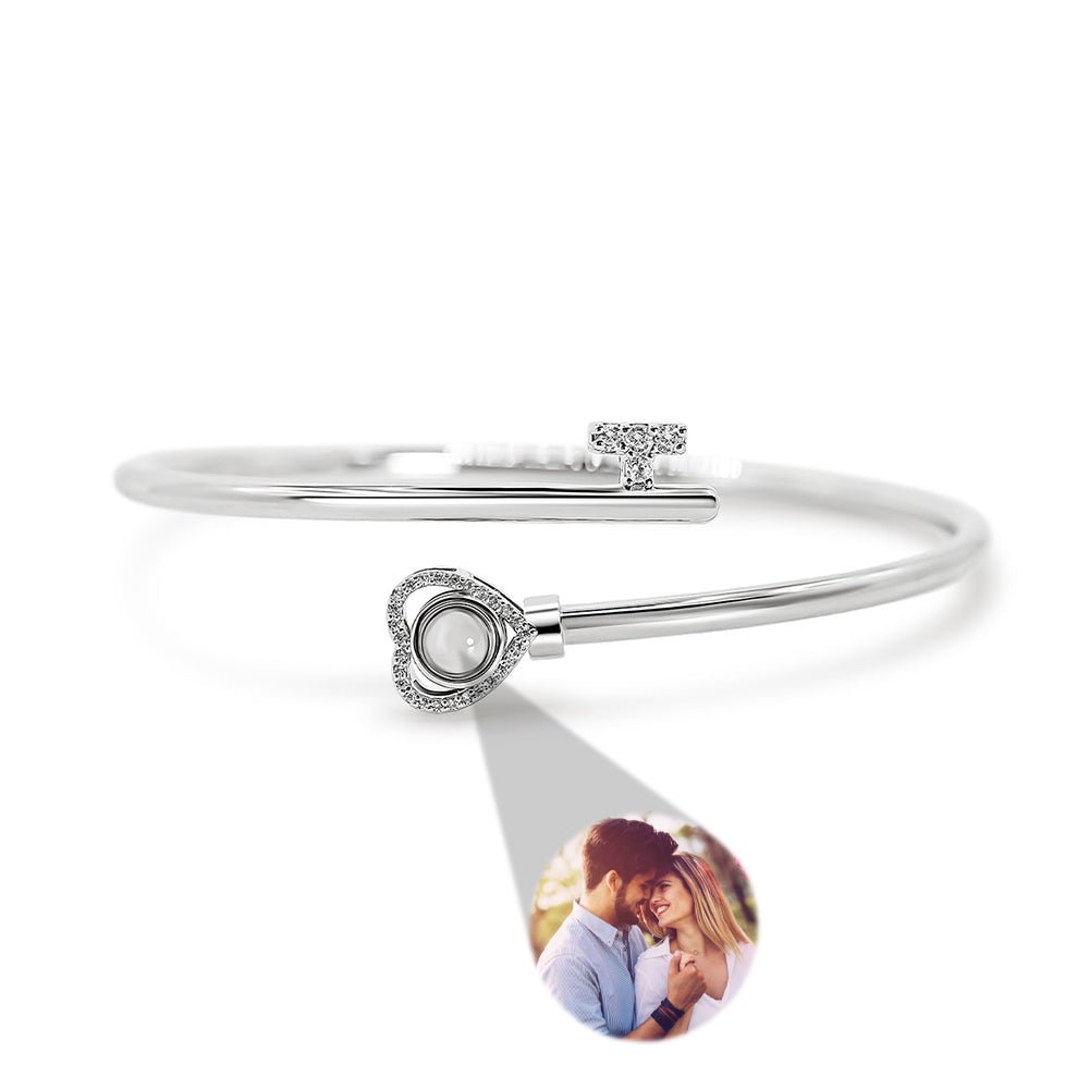 Personalized Photo Projection Bracelet Heart Adjustment Bracelet Gift for Her - Coolpeacock