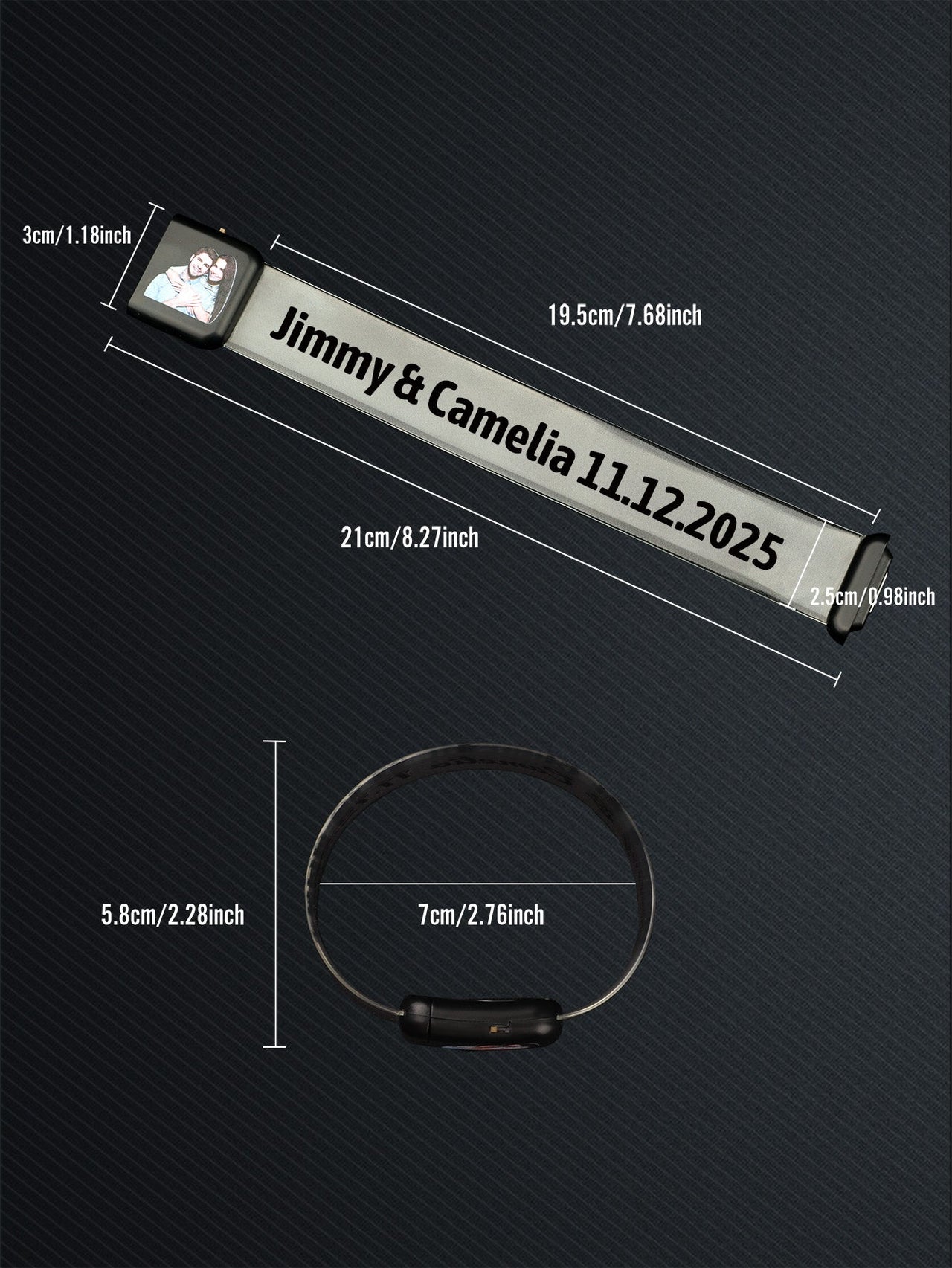 Personalized Photo & Text Glow Bracelets with Photo LED Bracelets Party Supplies for Wedding Birthdays Concerts - Coolpeacock