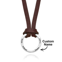 Personalized PU Leather Cord Necklace with Engraved Name Necklace Birthday Anniversary Gift for Man - Coolpeacock