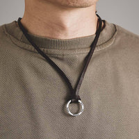 Personalized PU Leather Cord Necklace with Engraved Name Necklace Birthday Anniversary Gift for Man - Coolpeacock