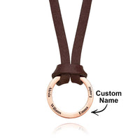 Personalized PU Leather Cord Necklace with Engraved Name Necklace Birthday Anniversary Gift for Man - Coolpeacock