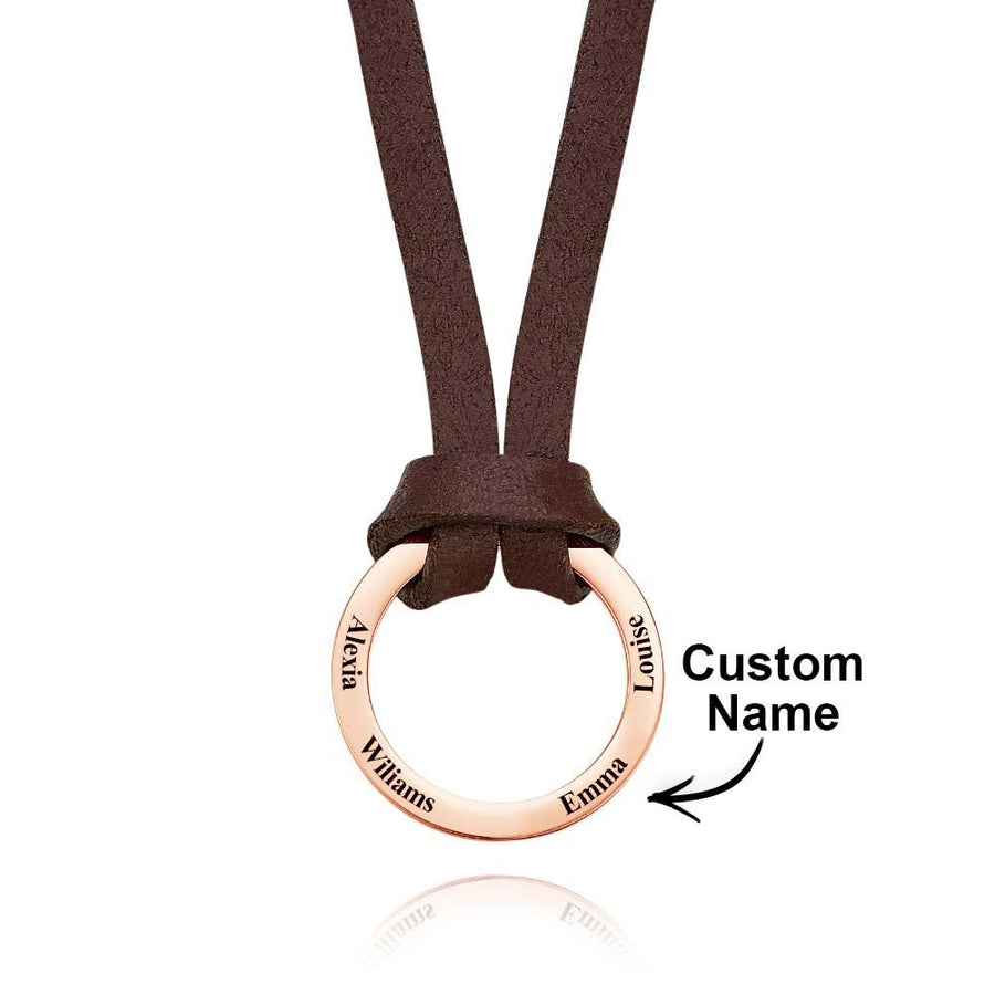 Personalized PU Leather Cord Necklace with Engraved Name Necklace Birthday Anniversary Gift for Man - Coolpeacock