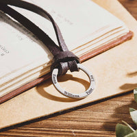 Personalized PU Leather Cord Necklace with Engraved Name Necklace Birthday Anniversary Gift for Man - Coolpeacock