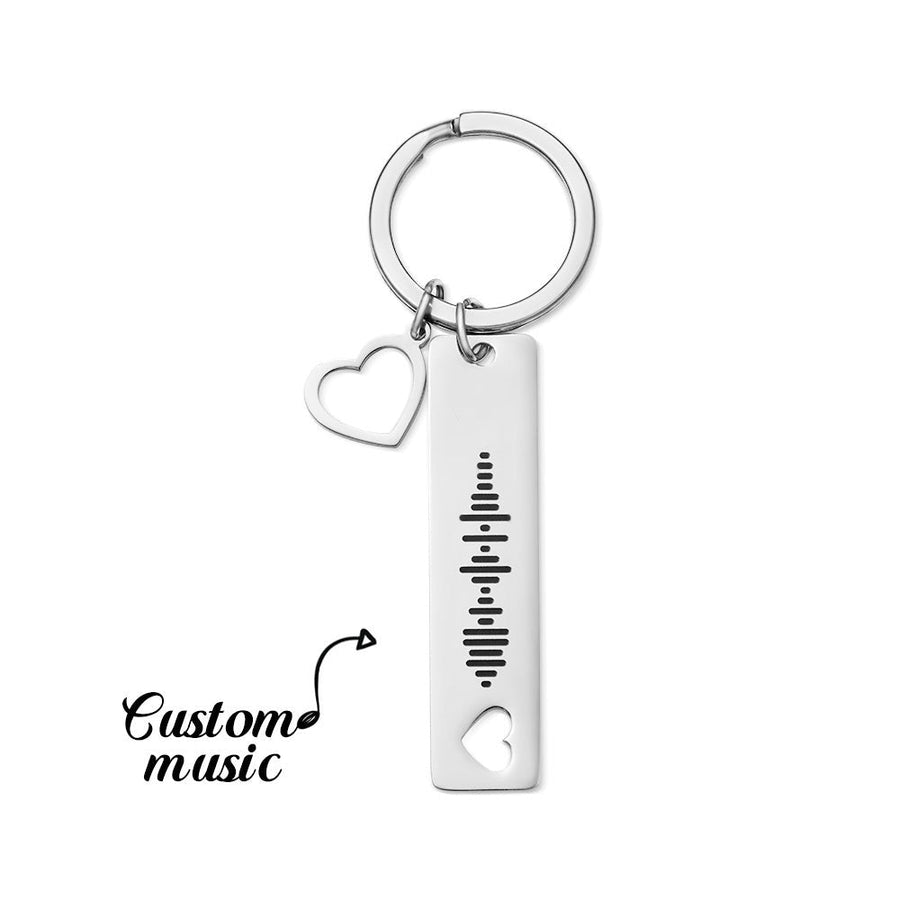 Personalized Scannable Music Code Keychain with Heart Pendant - Coolpeacock