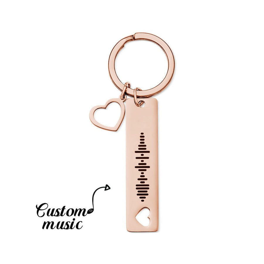 Personalized Scannable Music Code Keychain with Heart Pendant - Coolpeacock