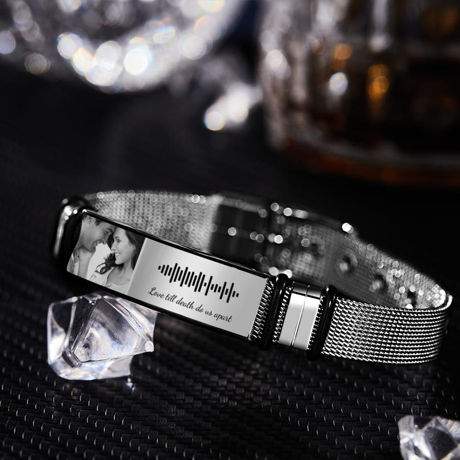 Personalized Scannable Music Code Mens Bracelet - Coolpeacock