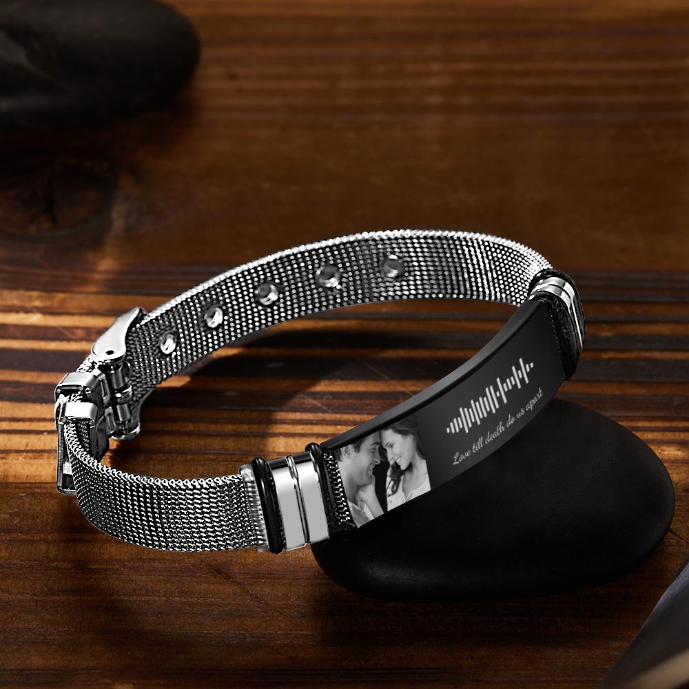 Personalized Scannable Music Code Mens Bracelet - Coolpeacock