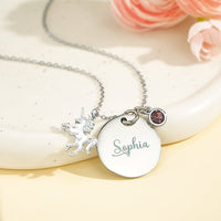 Personalized Unicorn Necklace with Birthstone Name Necklace Birthday Gift for Girls - Coolpeacock