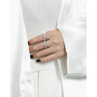 Pure Metal Irregular Hammered Textured Silver Color S925 Sterling Silver Open Adjustable Wide Band Ring - KIAHMILLA