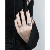 Pure Metal Irregular Wrinkled Textured Wide Band Open Adjustable Ring - KIAHMILLA