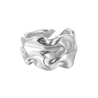 Pure Metal Irregular Wrinkled Textured Wide Band Open Adjustable Ring - KIAHMILLA