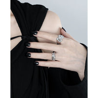 Pure Metal Irregular Wrinkled Textured Wide Band Open Adjustable Ring - KIAHMILLA