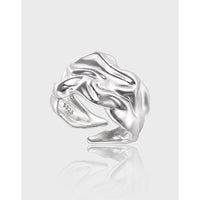 Pure Metal Irregular Wrinkled Textured Wide Band Open Adjustable Ring - KIAHMILLA