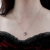 Red Heart Cupid's Arrow Zirconia 925 Sterling Silver Romantic and Minimalist Collar Bone Necklace - KIAHMILLA