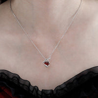 Red Heart Cupid's Arrow Zirconia 925 Sterling Silver Romantic and Minimalist Collar Bone Necklace - KIAHMILLA