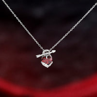 Red Heart Cupid's Arrow Zirconia 925 Sterling Silver Romantic and Minimalist Collar Bone Necklace - KIAHMILLA