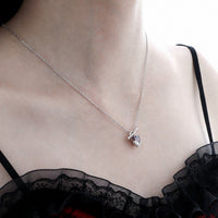 Red Heart Cupid's Arrow Zirconia 925 Sterling Silver Romantic and Minimalist Collar Bone Necklace - KIAHMILLA