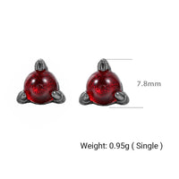 Red Round Glass Stone 925 Sterling Silver Miniature Elegant and Stylish Dragon Claw Stud Earrings - KIAHMILLA