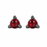 Red Round Glass Stone 925 Sterling Silver Miniature Elegant and Stylish Dragon Claw Stud Earrings - KIAHMILLA