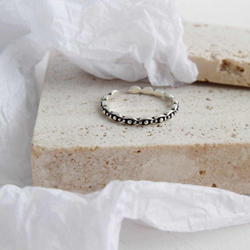 Retro Beads 925 Sterling Silver Adjustable Ring - KIAHMILLA